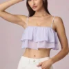 Krótki top z falbanami Lacie w kolorze liliowym Krótki top z falbanami Lacie w kolorze liliowym