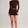 Krótkie szorty Noor Modal High-Rise Bodycon w kolorze czekoladowym Krótkie szorty Noor Modal High-Rise Bodycon w kolorze czekoladowym