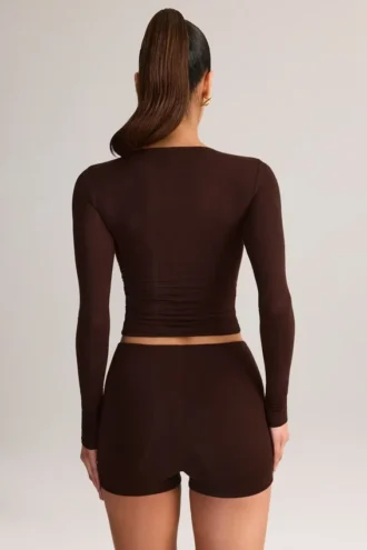 Krótkie szorty Noor Modal High-Rise Bodycon w kolorze czekoladowym Krótkie szorty Noor Modal High-Rise Bodycon w kolorze czekoladowym