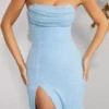 La Rochette – sukienka maxi z ozdobnym stanikiem bandeau i dekoltem typu cowl w kolorze jasnoniebieskim La Rochette – sukienka maxi z ozdobnym stanikiem bandeau i dekoltem typu cowl w kolorze jasnoniebieskim
