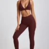 Legginsy Linnea Petite z prążkowanego modalu z wysokim stanem w kolorze espresso Legginsy Linnea Petite z prążkowanego modalu z wysokim stanem w kolorze espresso
