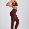 Legginsy Linnea Petite z prążkowanego modalu z wysokim stanem w kolorze espresso Legginsy Linnea Petite z prążkowanego modalu z wysokim stanem w kolorze espresso