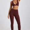 Legginsy Linnea Petite z prążkowanego modalu z wysokim stanem w kolorze espresso Legginsy Linnea Petite z prążkowanego modalu z wysokim stanem w kolorze espresso
