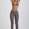 Legginsy Linnea Petite z prążkowanego modalu z wysokim stanem w kolorze szarym Legginsy Linnea Petite z prążkowanego modalu z wysokim stanem w kolorze szarym