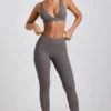 Legginsy Linnea Petite z prążkowanego modalu z wysokim stanem w kolorze szarym Legginsy Linnea Petite z prążkowanego modalu z wysokim stanem w kolorze szarym