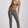 Legginsy Linnea Petite z prążkowanego modalu z wysokim stanem w kolorze szarym Legginsy Linnea Petite z prążkowanego modalu z wysokim stanem w kolorze szarym