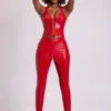 Legginsy Samara z wysokim stanem w kolorze ognistej czerwieni Legginsy Samara z wysokim stanem w kolorze ognistej czerwieni