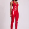 Legginsy Samara z wysokim stanem w kolorze ognistej czerwieni Legginsy Samara z wysokim stanem w kolorze ognistej czerwieni