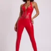 Legginsy Samara z wysokim stanem w kolorze ognistej czerwieni Legginsy Samara z wysokim stanem w kolorze ognistej czerwieni