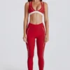 Legginsy Soft Active w kontrastowych kolorach w kolorze ciemnoczerwonym