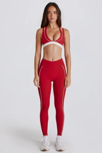 Legginsy Soft Active w kontrastowych kolorach w kolorze ciemnoczerwonym