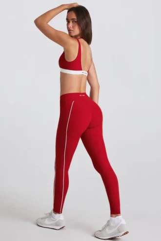 Legginsy Soft Active w kontrastowych kolorach w kolorze ciemnoczerwonym