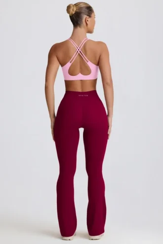Legginsy Soft Active z kieszeniami i rozkloszowanymi nogawkami w kolorze bordowym