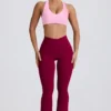 Legginsy Soft Active z kieszeniami i rozkloszowanymi nogawkami w kolorze bordowym