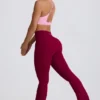 Legginsy Soft Active z kieszeniami i rozkloszowanymi nogawkami w kolorze bordowym