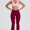 Legginsy Soft Active z kieszeniami i rozkloszowanymi nogawkami w kolorze bordowym