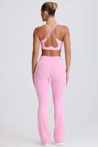 Legginsy Soft Active z kieszeniami i rozszerzanymi nogawkami w kolorze jasnoróżowym