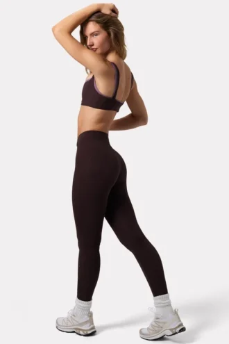 Legginsy Soft Active z marszczeniami w kolorze espresso