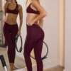 Legginsy Soft Active z paskiem w kształcie litery V w kolorze bordowym Legginsy Soft Active z paskiem w kształcie litery V w kolorze bordowym