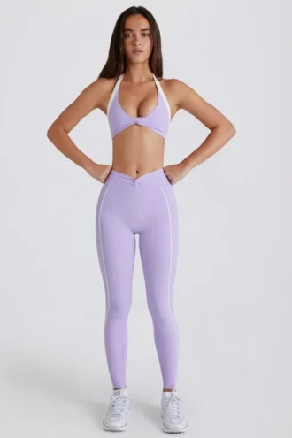Legginsy Soft Active z skręconym przodem w kolorze liliowym