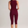 Legginsy Suri z modalu, średni stan, długość capri, kolor winny Legginsy Suri z modalu, średni stan, długość capri, kolor winny