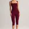 Legginsy Suri z modalu, średni stan, długość capri, kolor winny Legginsy Suri z modalu, średni stan, długość capri, kolor winny