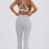 Legginsy z kieszeniami i rozszerzanymi nogawkami Soft Active z paskiem w kształcie litery V w kolorze szarym Legginsy z kieszeniami i rozszerzanymi nogawkami Soft Active z paskiem w kształcie litery V w kolorze szarym