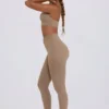 Legginsy z marszczonymi nogawkami i średnim stanem z szczotkowanej dzianiny w kolorze mocha marl Legginsy z marszczonymi nogawkami i średnim stanem z szczotkowanej dzianiny w kolorze mocha marl