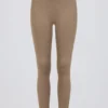 Legginsy z marszczonymi nogawkami i średnim stanem z szczotkowanej dzianiny w kolorze mocha marl Legginsy z marszczonymi nogawkami i średnim stanem z szczotkowanej dzianiny w kolorze mocha marl