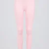 Legginsy z marszczonymi wstawkami, średni stan, z szczotkowanego dżerseju w kolorze jasnoróżowym melanżowym Legginsy z marszczonymi wstawkami, średni stan, z szczotkowanego dżerseju w kolorze jasnoróżowym melanżowym