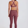Legginsy z zakładką i średnim stanem w kolorze acai