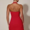 Lenore – sukienka mini z dekoltem halter i sercem w kształcie litery A w kolorze czerwonym Lenore – sukienka mini z dekoltem halter i sercem w kształcie litery A w kolorze czerwonym