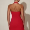 Lenore – sukienka mini z dekoltem halter i sercem w kształcie litery A w kolorze czerwonym Lenore – sukienka mini z dekoltem halter i sercem w kształcie litery A w kolorze czerwonym