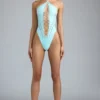 Letni body z wiązaniem na szyi w kolorze lodowoniebieskim Letni body z wiązaniem na szyi w kolorze lodowoniebieskim