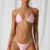 Mabe – doły od bikini z podwójnymi ramiączkami i perłowymi detalami w kolorze delikatnego różu