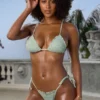 Doły od bikini Crinkle Moda kąpielowa Side Tie Cheeky w kolorze szałwiowym Doły od bikini Crinkle Moda kąpielowa Side Tie Cheeky w kolorze szałwiowym