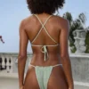 Doły od bikini Crinkle Moda kąpielowa Side Tie Cheeky w kolorze szałwiowym Doły od bikini Crinkle Moda kąpielowa Side Tie Cheeky w kolorze szałwiowym