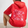 Miękka bawełniana bluza oversize z kapturem w kolorze czerwonym Miękka bawełniana bluza oversize z kapturem w kolorze czerwonym
