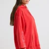 Miękka bawełniana bluza oversize z kapturem w kolorze czerwonym Miękka bawełniana bluza oversize z kapturem w kolorze czerwonym