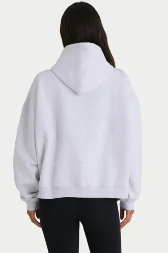 Miękka bawełniana bluza z kapturem oversize w kolorze szarym marmurkowym Miękka bawełniana bluza z kapturem oversize w kolorze szarym marmurkowym