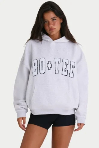 Miękka bawełniana bluza z kapturem w rozmiarze oversize w kolorze szarym melanżowym Miękka bawełniana bluza z kapturem w rozmiarze oversize w kolorze szarym melanżowym