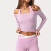 Miękki top z odkrytymi ramionami z dżerseju w kolorze Sweet Pink Miękki top z odkrytymi ramionami z dżerseju w kolorze Sweet Pink