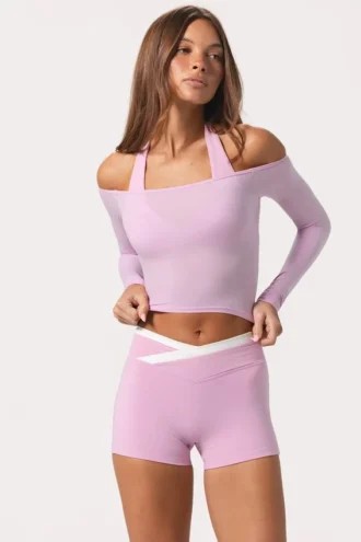 Miękki top z odkrytymi ramionami z dżerseju w kolorze Sweet Pink Miękki top z odkrytymi ramionami z dżerseju w kolorze Sweet Pink
