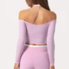 Miękki top z odkrytymi ramionami z dżerseju w kolorze Sweet Pink Miękki top z odkrytymi ramionami z dżerseju w kolorze Sweet Pink