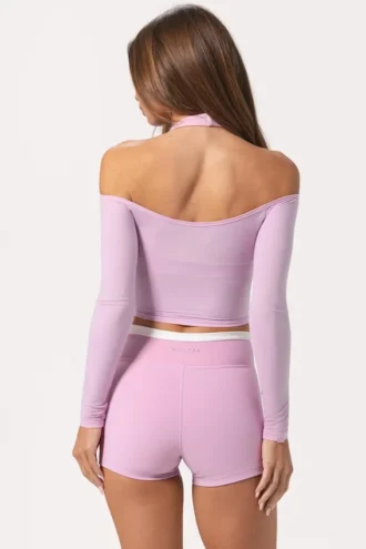 Miękki top z odkrytymi ramionami z dżerseju w kolorze Sweet Pink Miękki top z odkrytymi ramionami z dżerseju w kolorze Sweet Pink