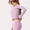Miękki top z odkrytymi ramionami z dżerseju w kolorze Sweet Pink Miękki top z odkrytymi ramionami z dżerseju w kolorze Sweet Pink