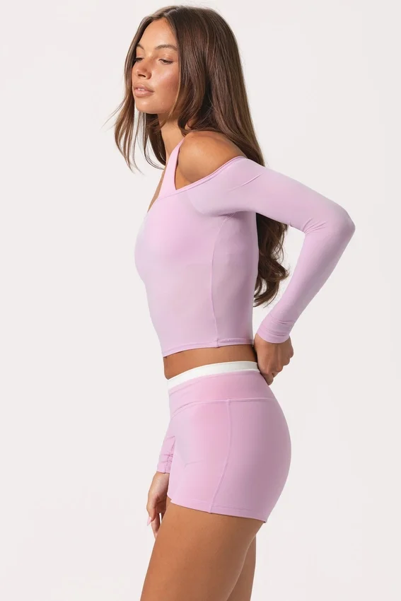 Miękki top z odkrytymi ramionami z dżerseju w kolorze Sweet Pink Miękki top z odkrytymi ramionami z dżerseju w kolorze Sweet Pink