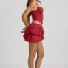 Mini spódnica Imani z warstwowym, bufiastym dołem i średnim stanem w kolorze True Red Mini spódnica Imani z warstwowym, bufiastym dołem i średnim stanem w kolorze True Red