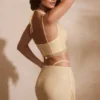 Złoty gorset Selena z ozdobnym dekoltem typu cowl Złoty gorset Selena z ozdobnym dekoltem typu cowl