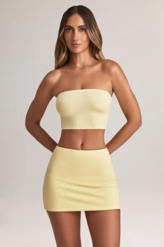 Mini spódnica Zuri z modalu o średnim stanie i kroju litery A w kolorze Lemon Sherbet